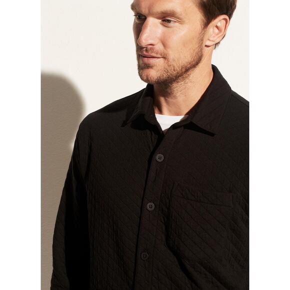 Vince. | Men | Quilted Double Knit Black Button Up Shirt Jacket | Size XL - Picture 16 of 16